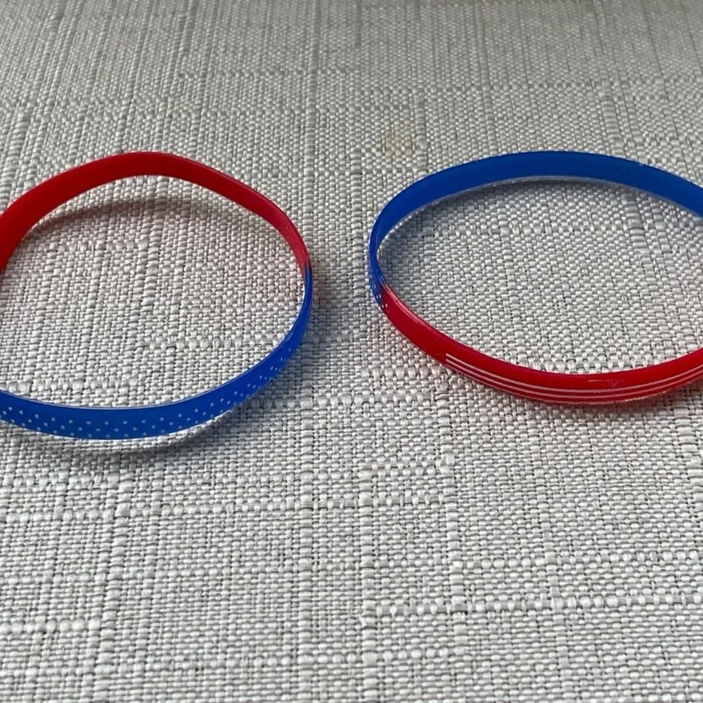 Patriot Bracelet Rubber Elastic US Flag Wrist Band 4th July Jewelry set of 2